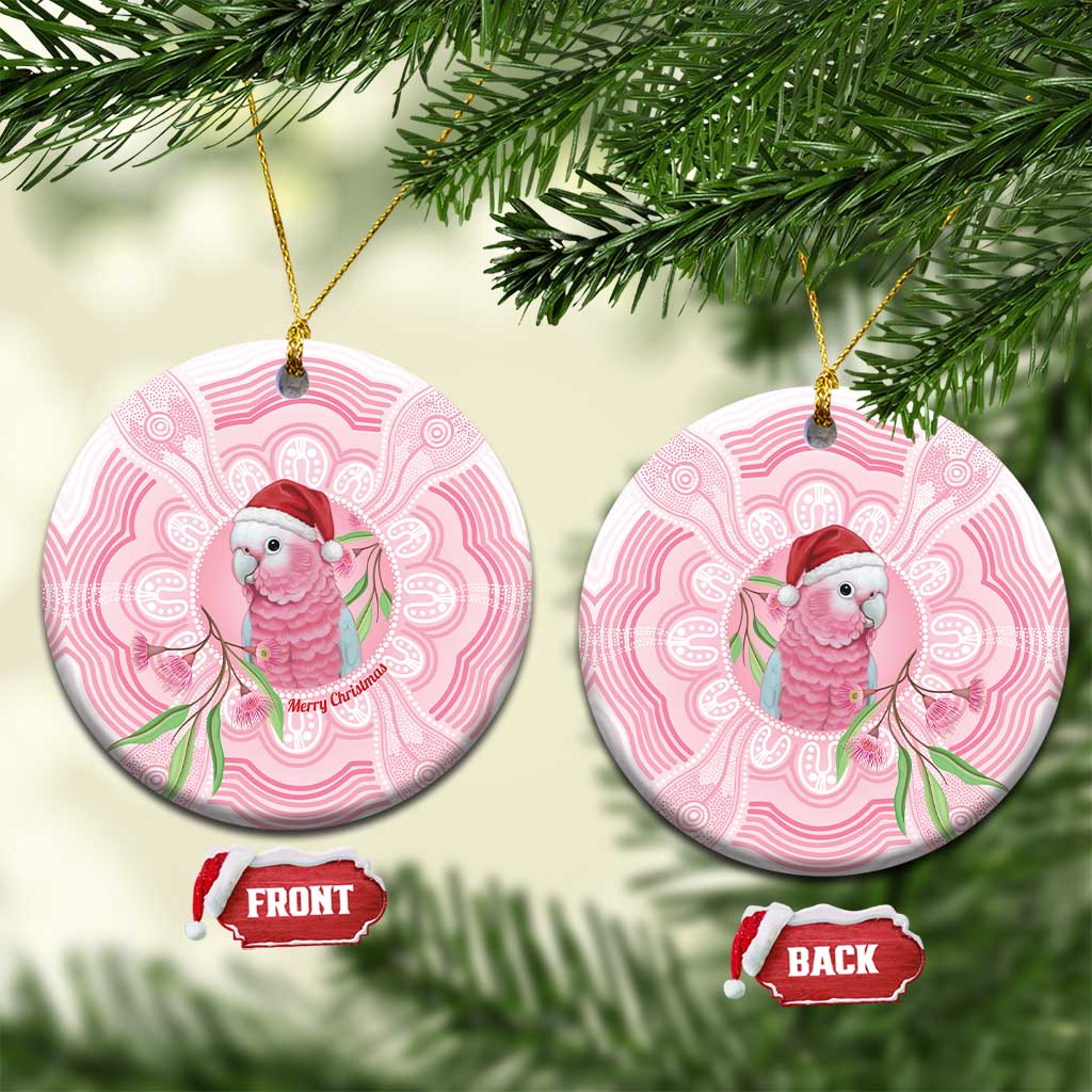 Funny Pink Galah Australia Christmas Ceramic Ornament Eucalyptus Blossoms Aboriginal Art - Aussie Hoodie