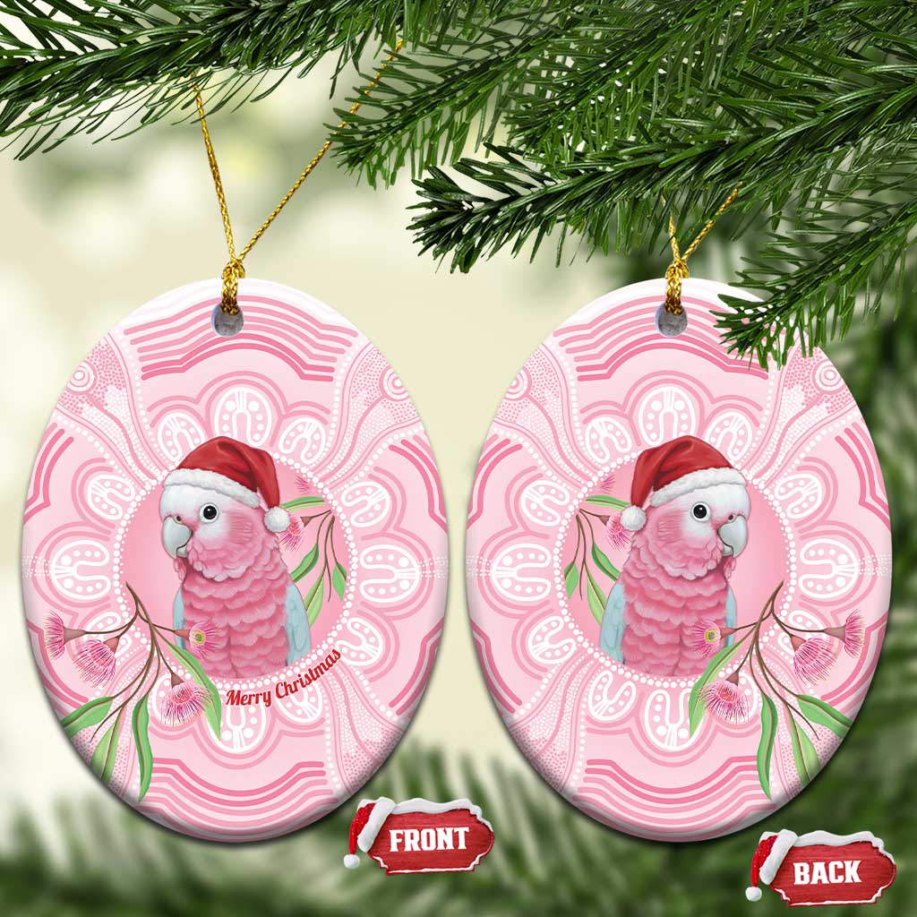 Funny Pink Galah Australia Christmas Ceramic Ornament Eucalyptus Blossoms Aboriginal Art - Aussie Hoodie