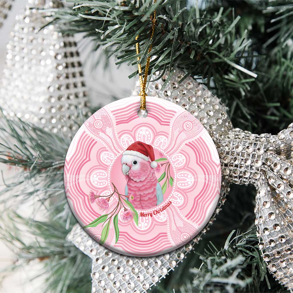 Funny Pink Galah Australia Christmas Ceramic Ornament Eucalyptus Blossoms Aboriginal Art - Aussie Hoodie