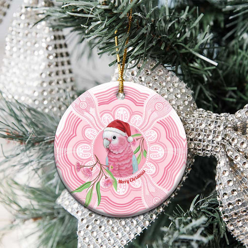 Funny Pink Galah Australia Christmas Ceramic Ornament Eucalyptus Blossoms Aboriginal Art - Aussie Hoodie