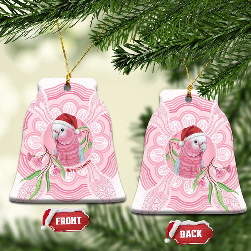 Funny Pink Galah Australia Christmas Ceramic Ornament Eucalyptus Blossoms Aboriginal Art - Aussie Hoodie