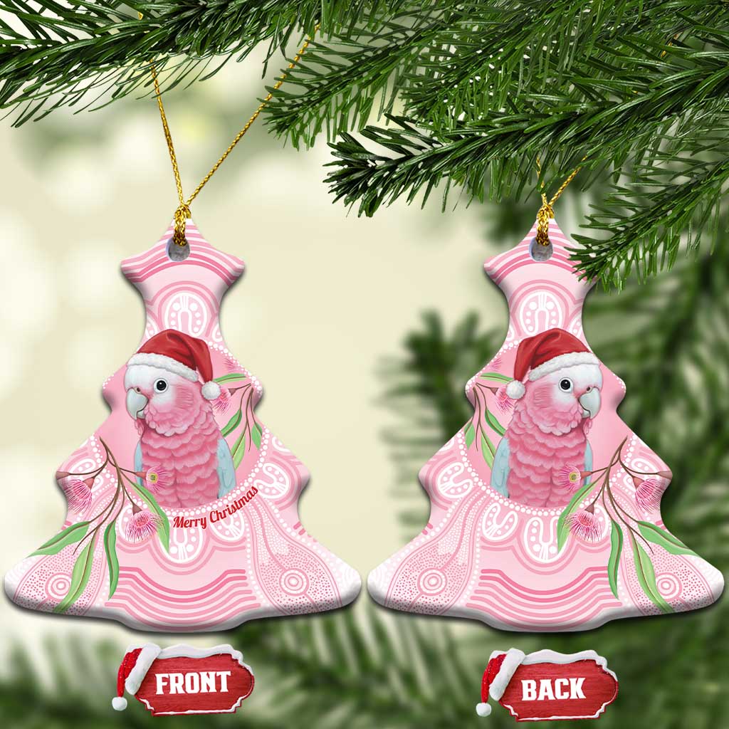Funny Pink Galah Australia Christmas Ceramic Ornament Eucalyptus Blossoms Aboriginal Art - Aussie Hoodie