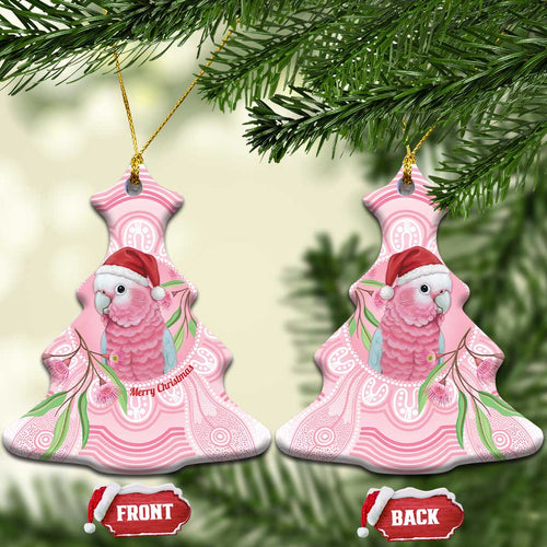 Funny Pink Galah Australia Christmas Ceramic Ornament Eucalyptus Blossoms Aboriginal Art - Aussie Hoodie