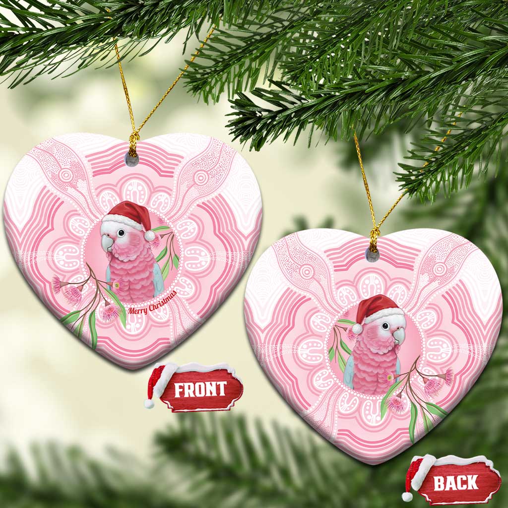 Funny Pink Galah Australia Christmas Ceramic Ornament Eucalyptus Blossoms Aboriginal Art - Aussie Hoodie