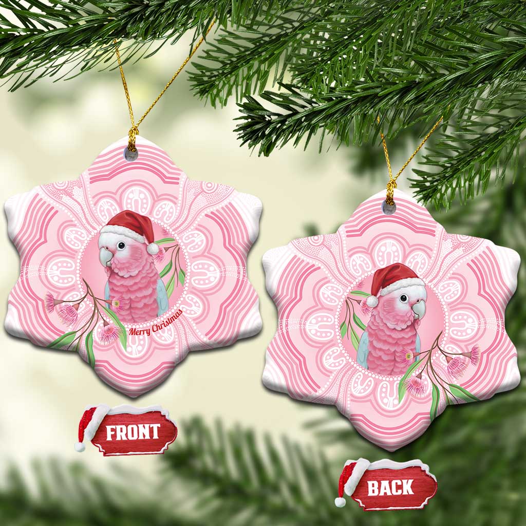 Funny Pink Galah Australia Christmas Ceramic Ornament Eucalyptus Blossoms Aboriginal Art - Aussie Hoodie