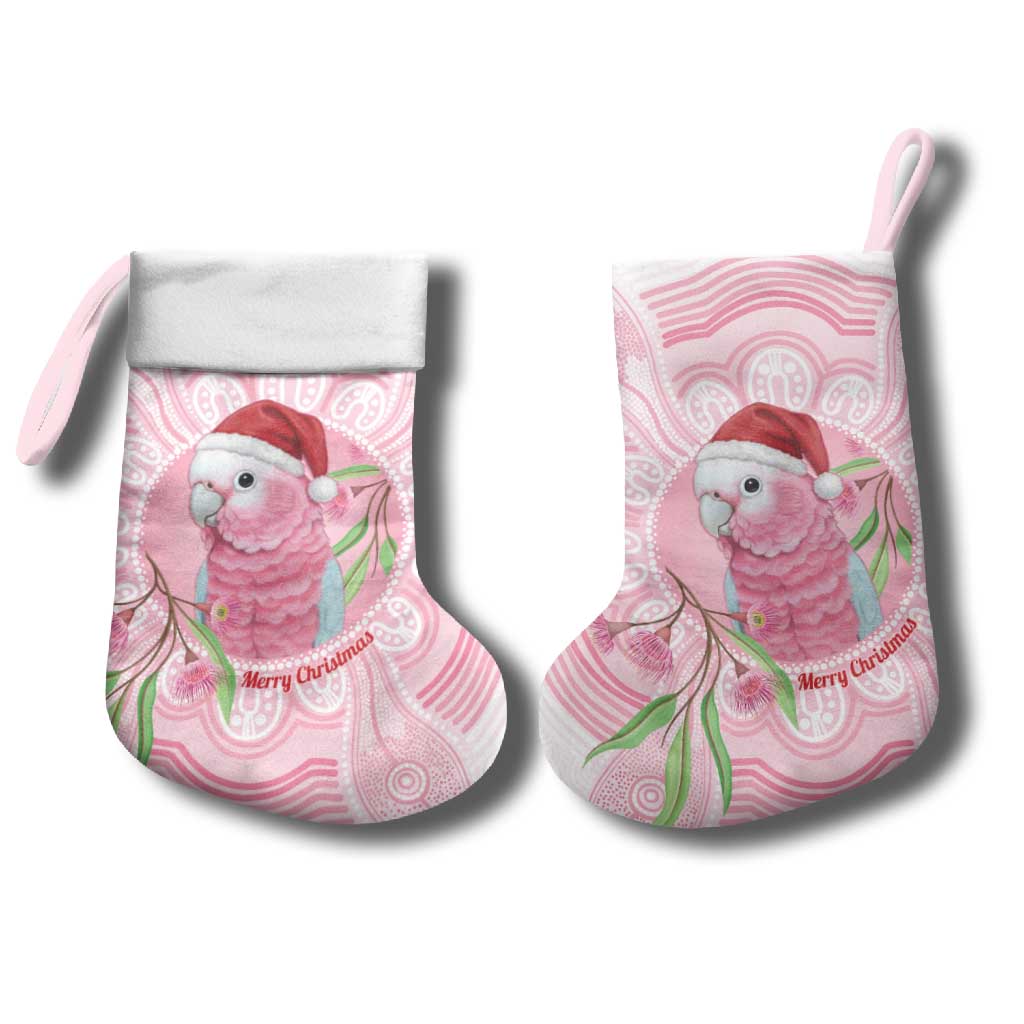 Funny Pink Galah Australia Christmas Stocking Eucalyptus Blossoms Aboriginal Art - Aussie Hoodie