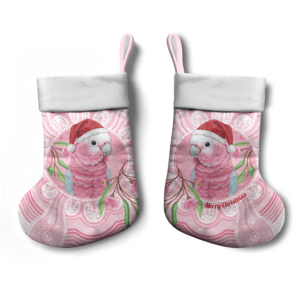 Funny Pink Galah Australia Christmas Stocking Eucalyptus Blossoms Aboriginal Art - Aussie Hoodie