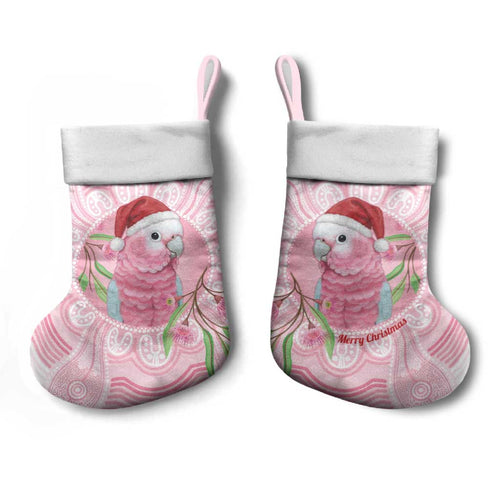 Funny Pink Galah Australia Christmas Stocking Eucalyptus Blossoms Aboriginal Art - Aussie Hoodie