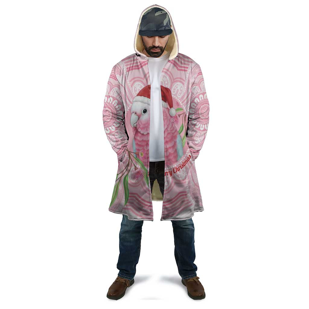 Funny Pink Galah Australia Christmas Cloak Eucalyptus Blossoms Aboriginal Art - Aussie Hoodie