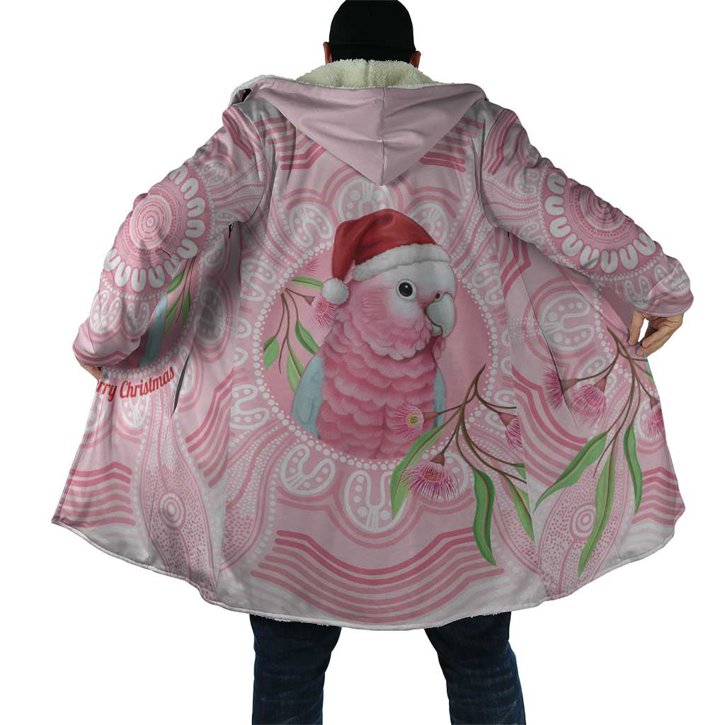 Funny Pink Galah Australia Christmas Cloak Eucalyptus Blossoms Aboriginal Art - Aussie Hoodie