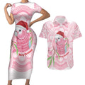 Funny Pink Galah Australia Christmas Couples Matching Short Sleeve Bodycon Dress and Hawaiian Shirt Eucalyptus Blossoms Aboriginal Art - Aussie Hoodie