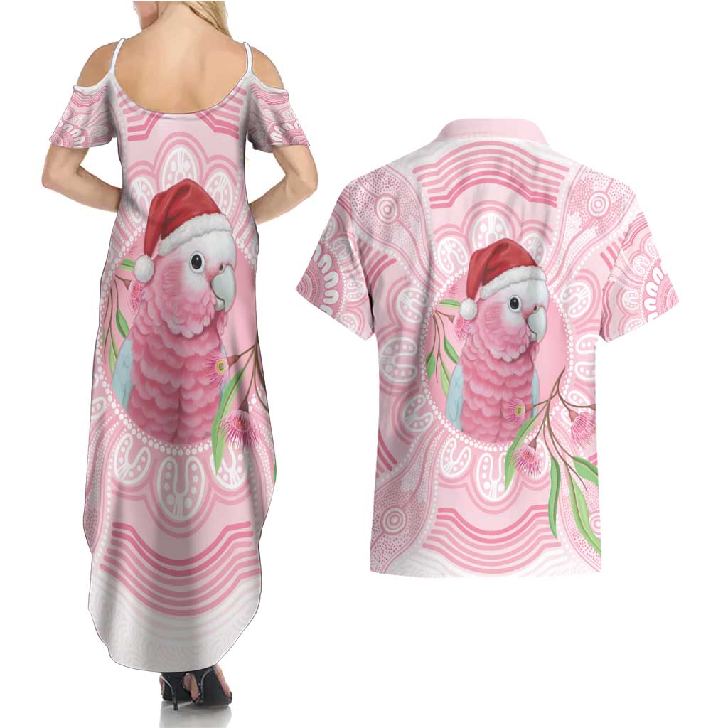 Funny Pink Galah Australia Christmas Couples Matching Summer Maxi Dress and Hawaiian Shirt Eucalyptus Blossoms Aboriginal Art - Aussie Hoodie