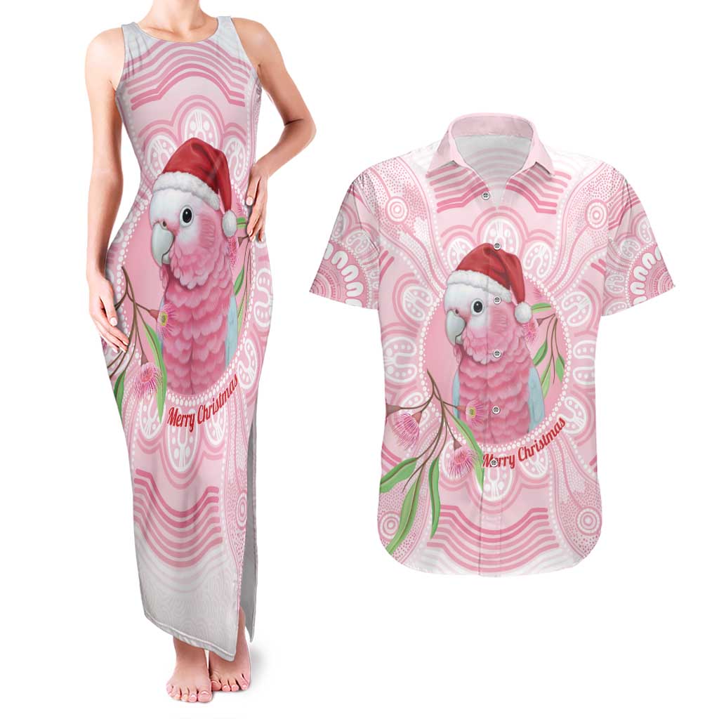 Funny Pink Galah Australia Christmas Couples Matching Tank Maxi Dress and Hawaiian Shirt Eucalyptus Blossoms Aboriginal Art - Aussie Hoodie