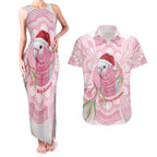 Funny Pink Galah Australia Christmas Couples Matching Tank Maxi Dress and Hawaiian Shirt Eucalyptus Blossoms Aboriginal Art - Aussie Hoodie