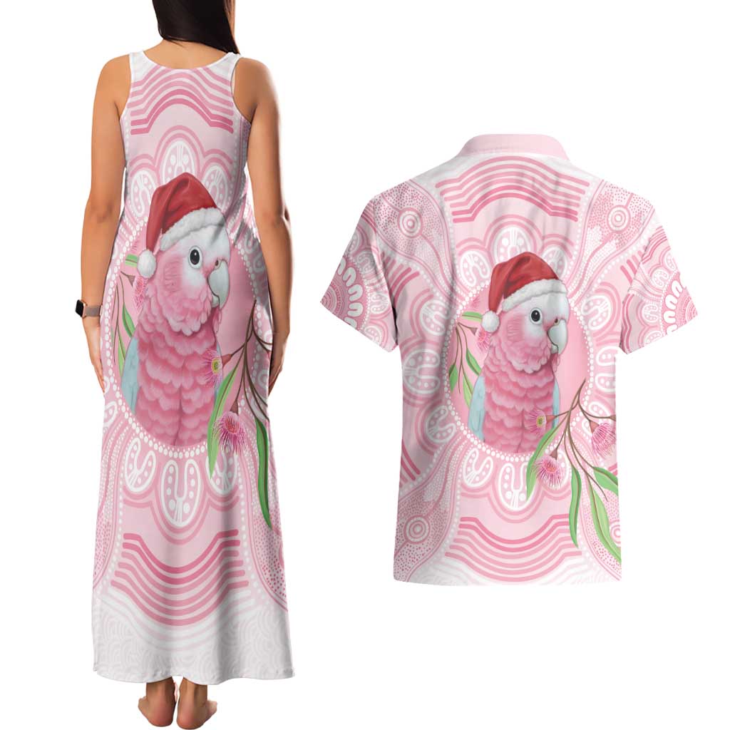 Funny Pink Galah Australia Christmas Couples Matching Tank Maxi Dress and Hawaiian Shirt Eucalyptus Blossoms Aboriginal Art - Aussie Hoodie