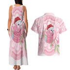Funny Pink Galah Australia Christmas Couples Matching Tank Maxi Dress and Hawaiian Shirt Eucalyptus Blossoms Aboriginal Art - Aussie Hoodie