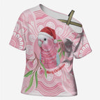 Funny Pink Galah Australia Christmas Cross Shoulder Shirt Eucalyptus Blossoms Aboriginal Art - Aussie Hoodie