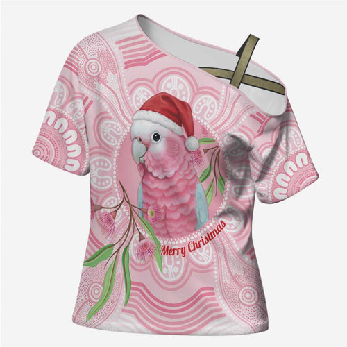 Funny Pink Galah Australia Christmas Cross Shoulder Shirt Eucalyptus Blossoms Aboriginal Art - Aussie Hoodie