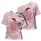 Funny Pink Galah Australia Christmas Cross Shoulder Shirt Eucalyptus Blossoms Aboriginal Art - Aussie Hoodie