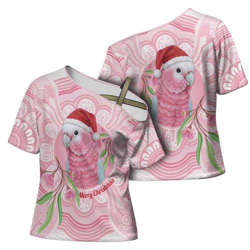 Funny Pink Galah Australia Christmas Cross Shoulder Shirt Eucalyptus Blossoms Aboriginal Art - Aussie Hoodie