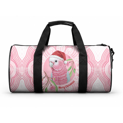 Funny Pink Galah Australia Christmas Duffle Bag Eucalyptus Blossoms Aboriginal Art