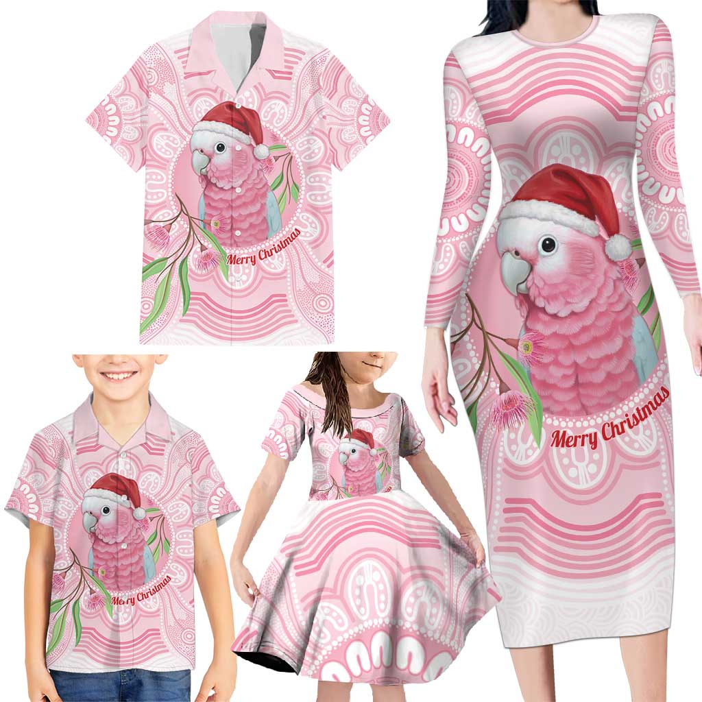 Funny Pink Galah Australia Christmas Family Matching Long Sleeve Bodycon Dress and Hawaiian Shirt Eucalyptus Blossoms Aboriginal Art - Aussie Hoodie