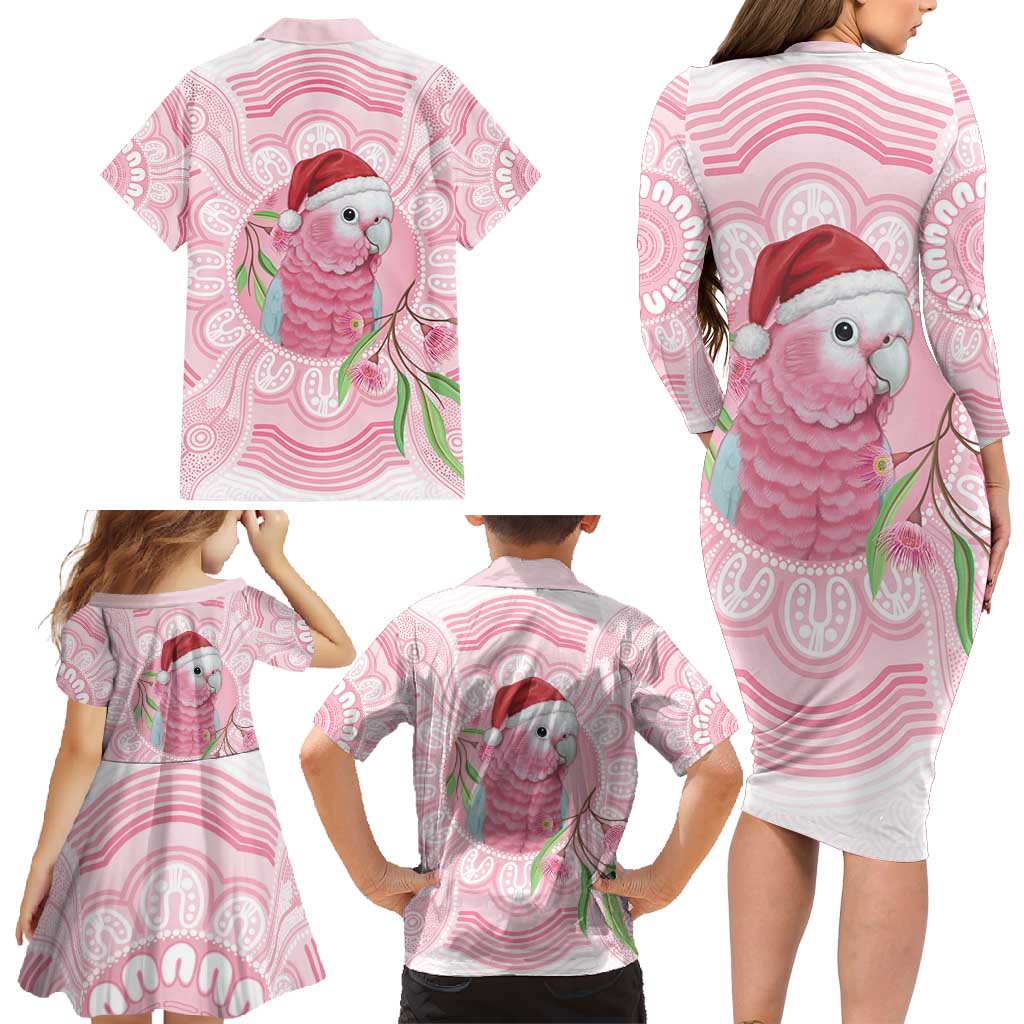 Funny Pink Galah Australia Christmas Family Matching Long Sleeve Bodycon Dress and Hawaiian Shirt Eucalyptus Blossoms Aboriginal Art - Aussie Hoodie