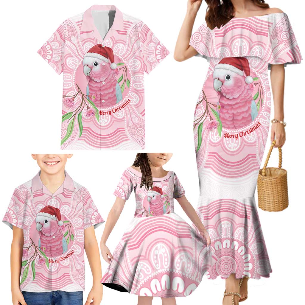 Funny Pink Galah Australia Christmas Family Matching Mermaid Dress and Hawaiian Shirt Eucalyptus Blossoms Aboriginal Art - Aussie Hoodie