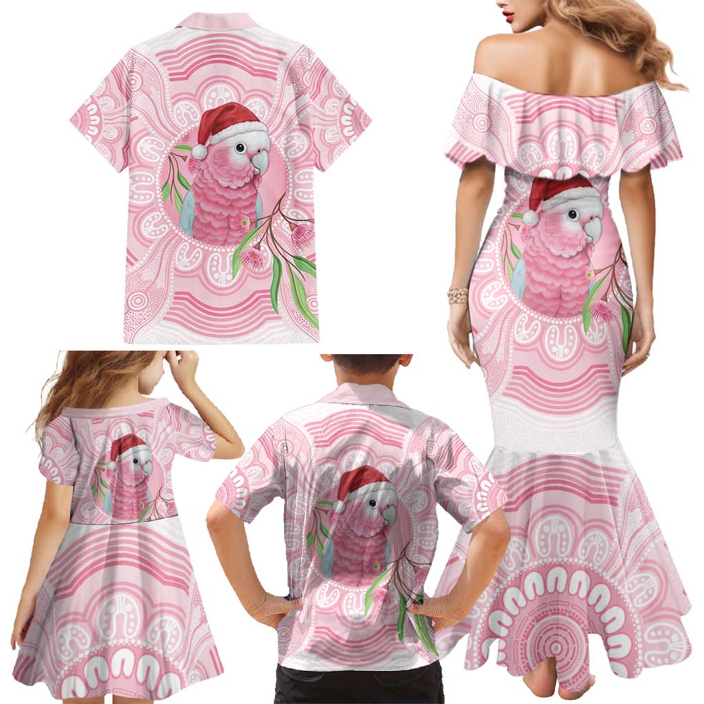Funny Pink Galah Australia Christmas Family Matching Mermaid Dress and Hawaiian Shirt Eucalyptus Blossoms Aboriginal Art - Aussie Hoodie
