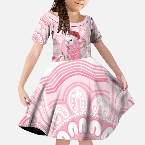 Funny Pink Galah Australia Christmas Family Matching Off The Shoulder Long Sleeve Dress and Hawaiian Shirt Eucalyptus Blossoms Aboriginal Art - Aussie Hoodie