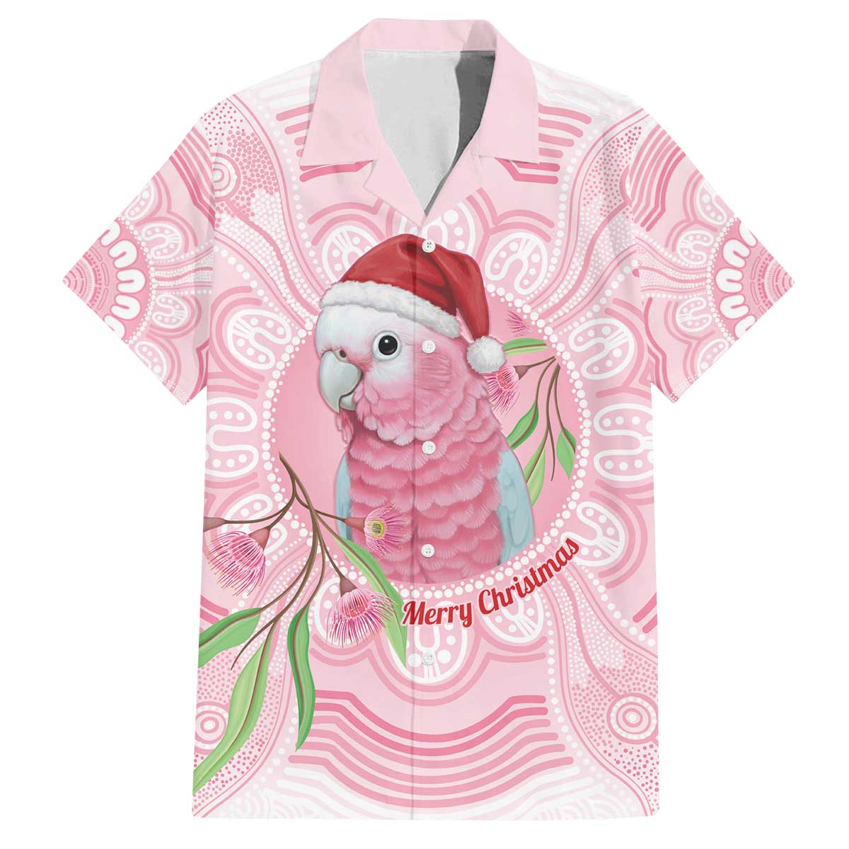 Funny Pink Galah Australia Christmas Family Matching Off The Shoulder Long Sleeve Dress and Hawaiian Shirt Eucalyptus Blossoms Aboriginal Art - Aussie Hoodie
