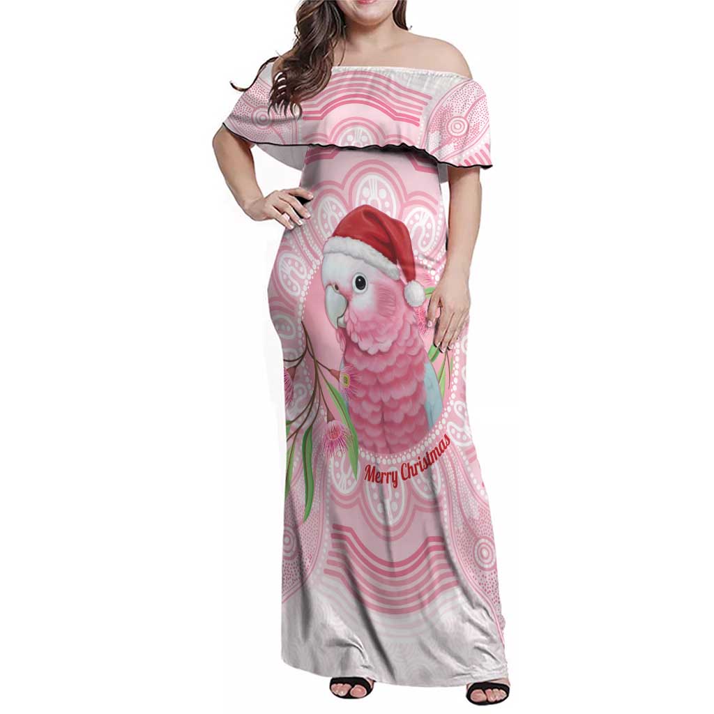 Funny Pink Galah Australia Christmas Family Matching Off Shoulder Maxi Dress and Hawaiian Shirt Eucalyptus Blossoms Aboriginal Art - Aussie Hoodie