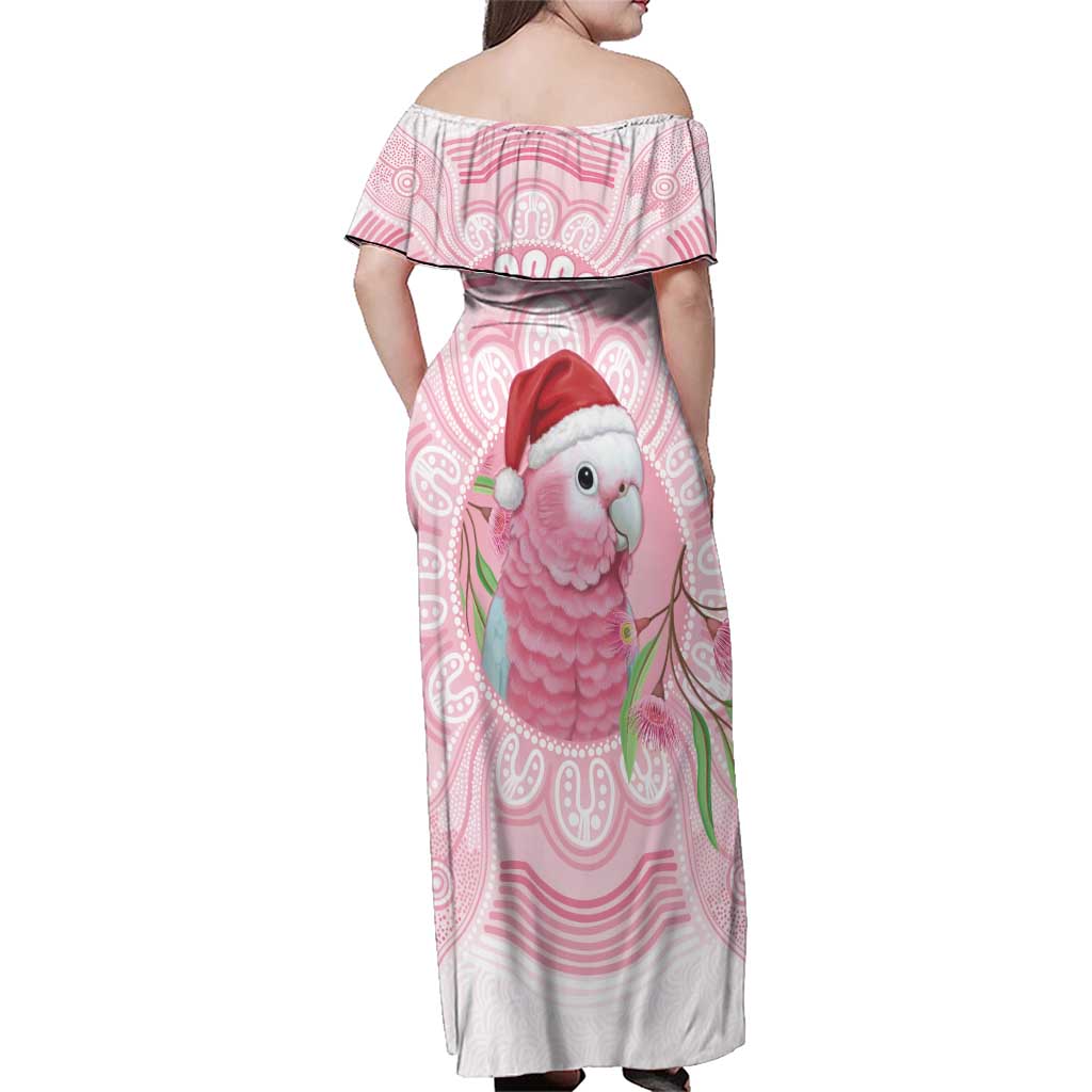 Funny Pink Galah Australia Christmas Family Matching Off Shoulder Maxi Dress and Hawaiian Shirt Eucalyptus Blossoms Aboriginal Art - Aussie Hoodie