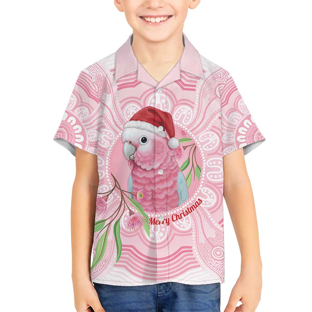 Funny Pink Galah Australia Christmas Family Matching Off Shoulder Maxi Dress and Hawaiian Shirt Eucalyptus Blossoms Aboriginal Art - Aussie Hoodie