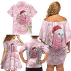 Funny Pink Galah Australia Christmas Family Matching Off Shoulder Short Dress and Hawaiian Shirt Eucalyptus Blossoms Aboriginal Art - Aussie Hoodie