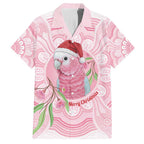 Funny Pink Galah Australia Christmas Family Matching Off Shoulder Short Dress and Hawaiian Shirt Eucalyptus Blossoms Aboriginal Art - Aussie Hoodie