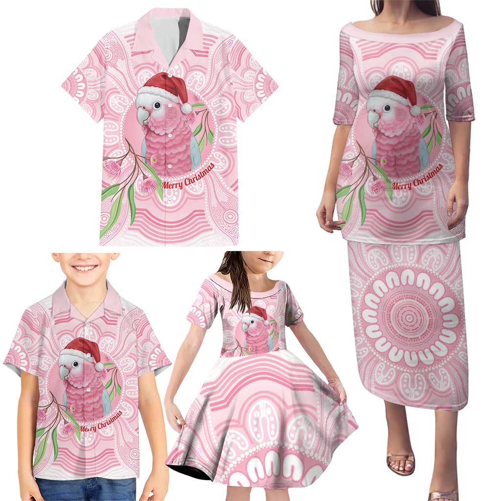 Funny Pink Galah Australia Christmas Family Matching Puletasi and Hawaiian Shirt Eucalyptus Blossoms Aboriginal Art - Aussie Hoodie
