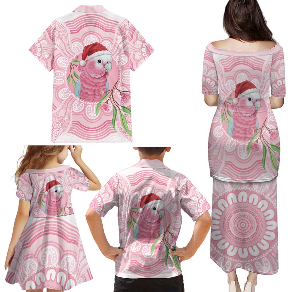 Funny Pink Galah Australia Christmas Family Matching Puletasi and Hawaiian Shirt Eucalyptus Blossoms Aboriginal Art - Aussie Hoodie