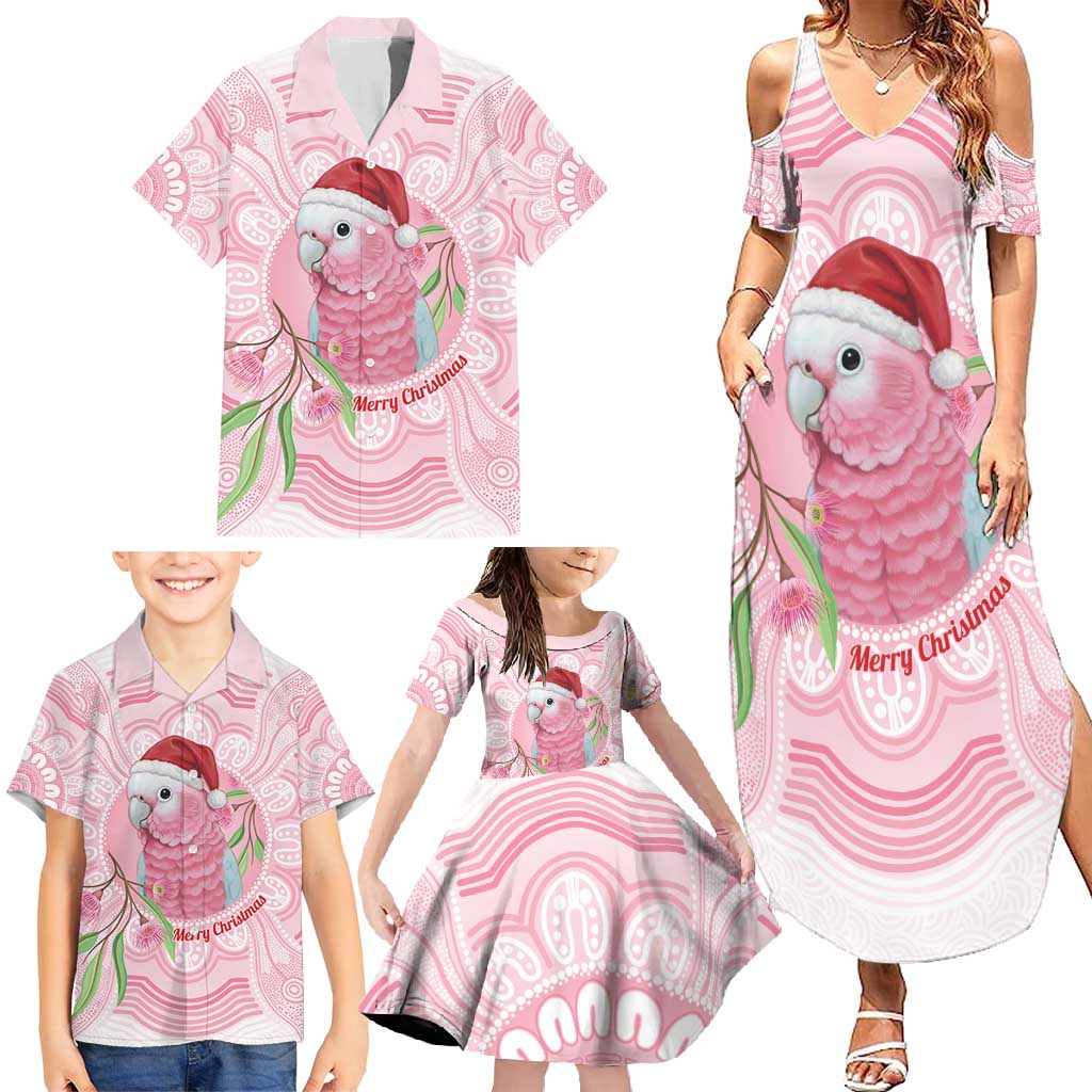 Funny Pink Galah Australia Christmas Family Matching Summer Maxi Dress and Hawaiian Shirt Eucalyptus Blossoms Aboriginal Art - Aussie Hoodie
