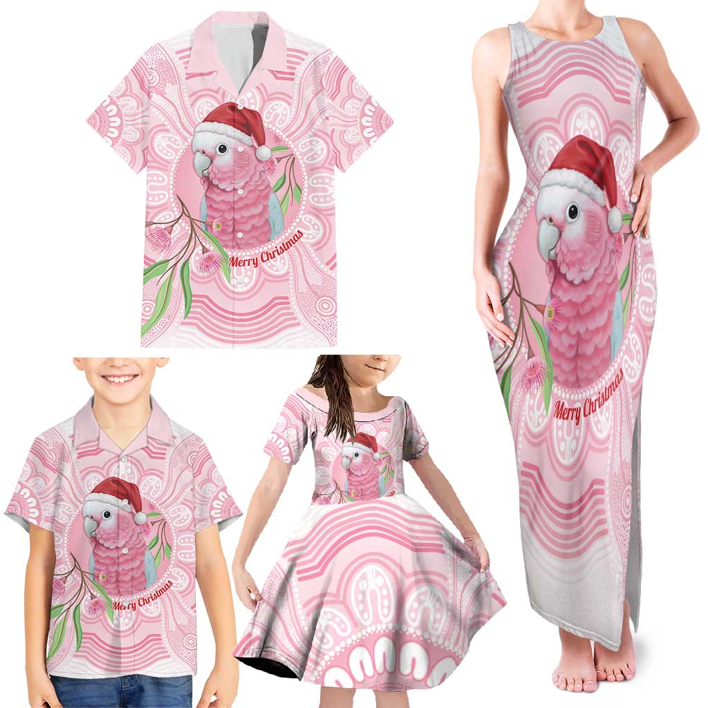 Funny Pink Galah Australia Christmas Family Matching Tank Maxi Dress and Hawaiian Shirt Eucalyptus Blossoms Aboriginal Art - Aussie Hoodie