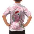Funny Pink Galah Australia Christmas Family Matching Tank Maxi Dress and Hawaiian Shirt Eucalyptus Blossoms Aboriginal Art - Aussie Hoodie