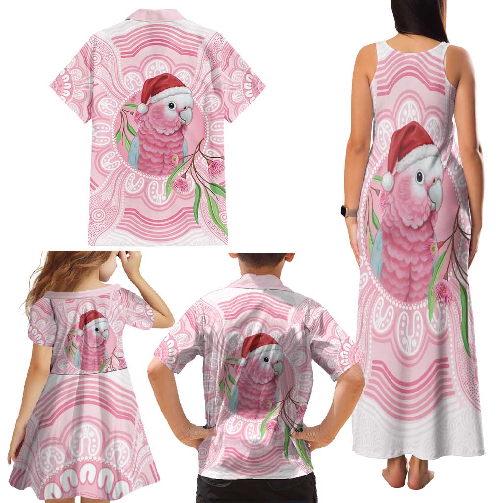Funny Pink Galah Australia Christmas Family Matching Tank Maxi Dress and Hawaiian Shirt Eucalyptus Blossoms Aboriginal Art - Aussie Hoodie