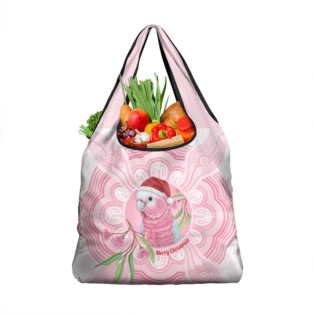 Funny Pink Galah Australia Christmas Grocery Bag Eucalyptus Blossoms Aboriginal Art - Aussie Hoodie