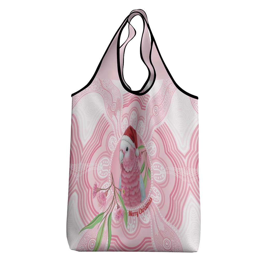 Funny Pink Galah Australia Christmas Grocery Bag Eucalyptus Blossoms Aboriginal Art - Aussie Hoodie