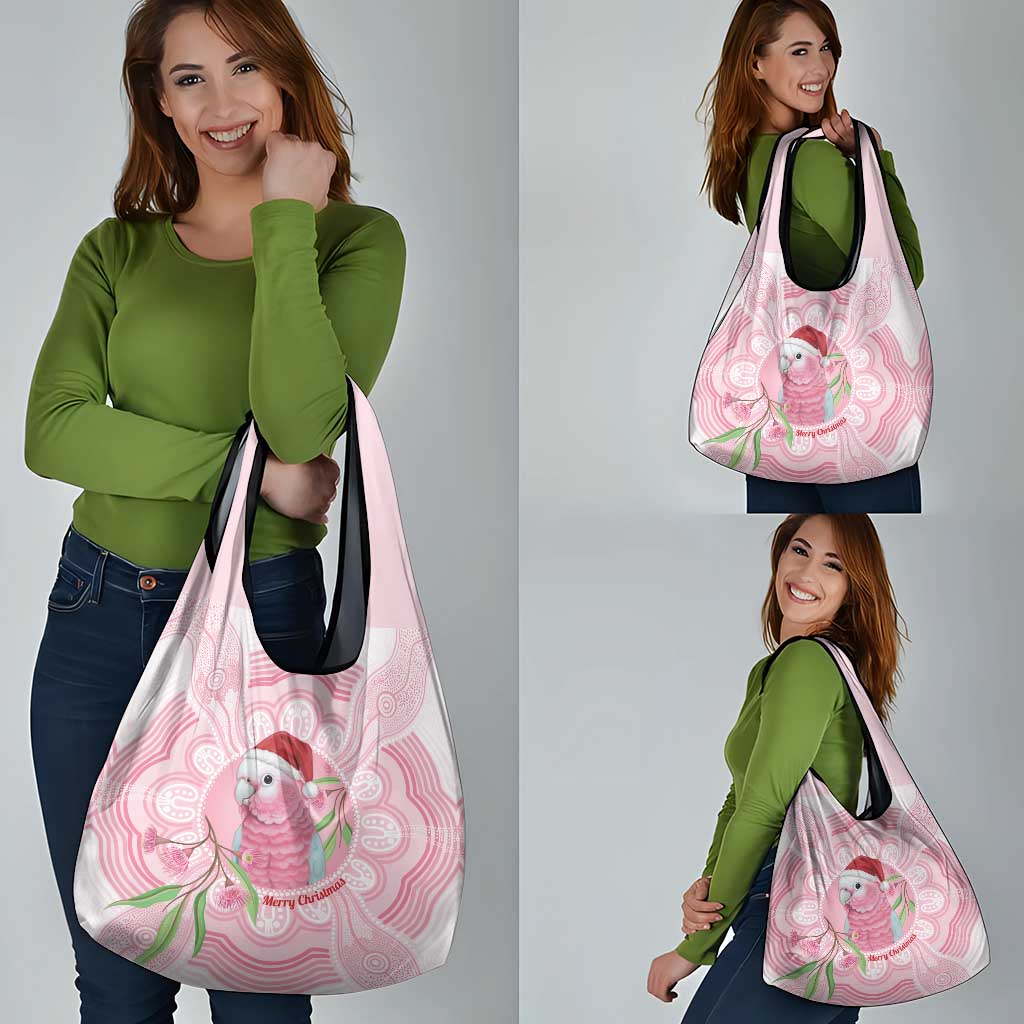 Funny Pink Galah Australia Christmas Grocery Bag Eucalyptus Blossoms Aboriginal Art - Aussie Hoodie