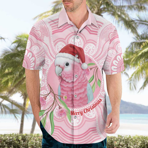 Funny Pink Galah Australia Christmas Hawaiian Shirt Eucalyptus Blossoms Aboriginal Art - Aussie Hoodie