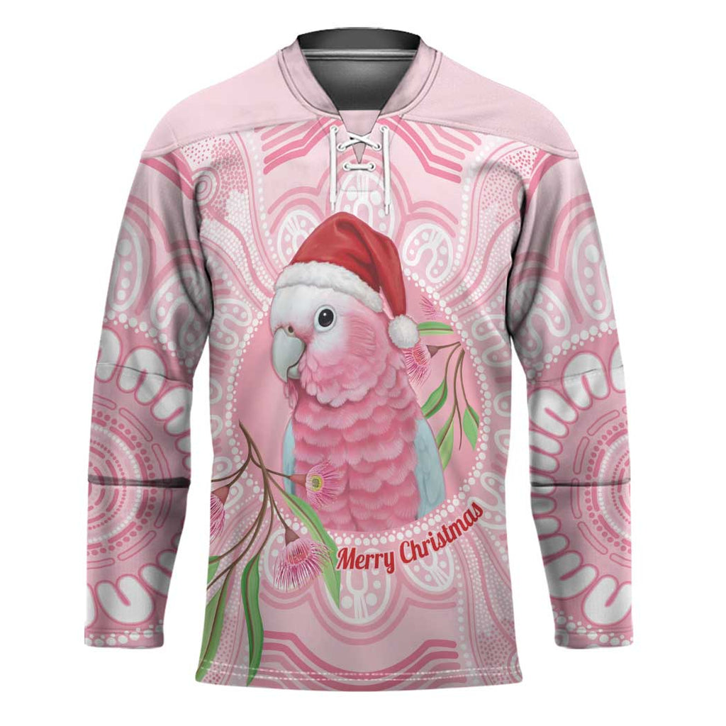 Funny Pink Galah Australia Christmas Hockey Jersey Eucalyptus Blossoms Aboriginal Art - Aussie Hoodie