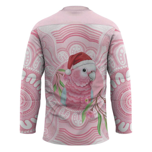 Funny Pink Galah Australia Christmas Hockey Jersey Eucalyptus Blossoms Aboriginal Art - Aussie Hoodie
