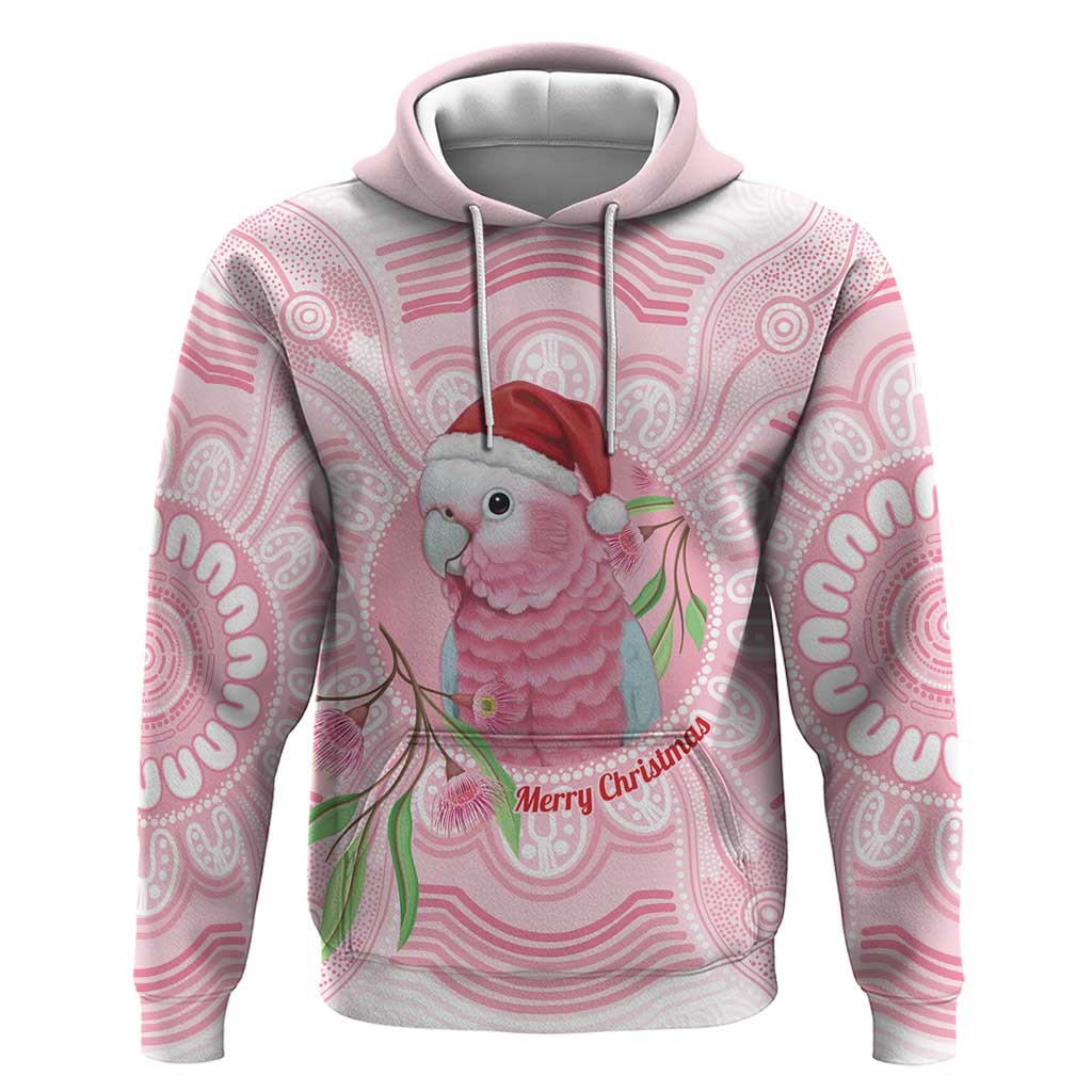 Funny Pink Galah Australia Christmas Hoodie Eucalyptus Blossoms Aboriginal Art - Aussie Hoodie