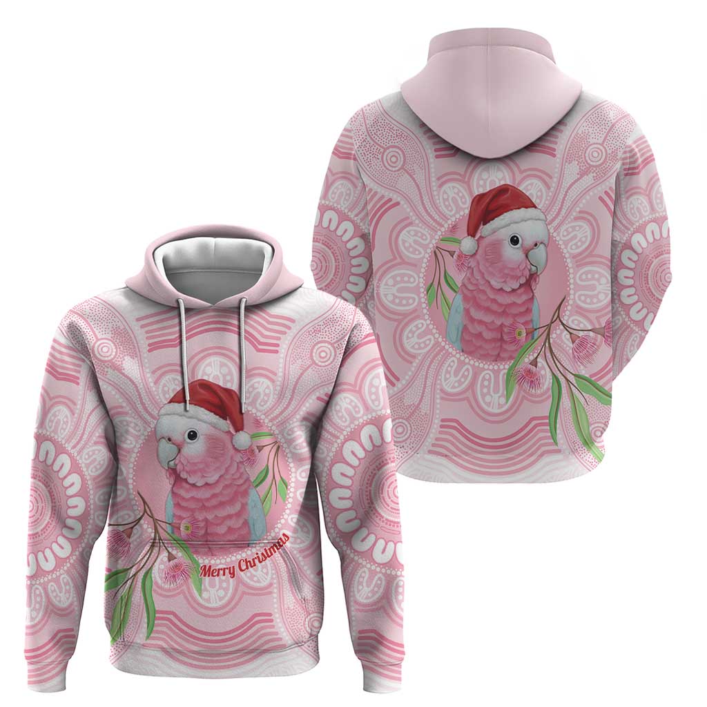 Funny Pink Galah Australia Christmas Hoodie Eucalyptus Blossoms Aboriginal Art - Aussie Hoodie